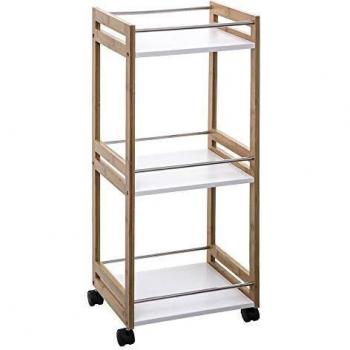 Carrito de cocina natural y blanco