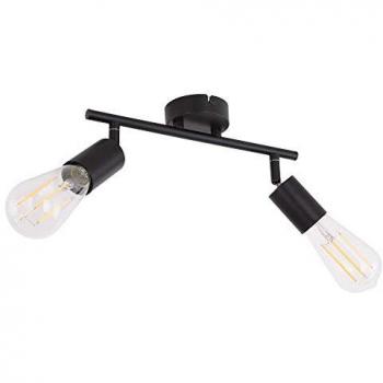 Plafoniera 2 luci faretto orientabile nero metallo 7W 720Lm
