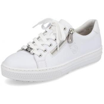 Rieker L59L1-83 Ladies White Lace-Up Sneakers with Zipper, Size EU 41
