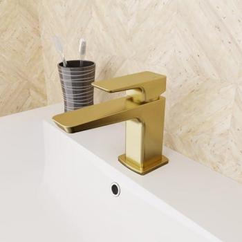 Modern Brushed Brass Square Basin Mono Mixer for Cloakroom – Nes Home