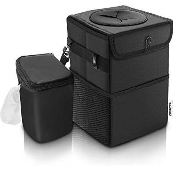 ZOVHYYA Cestino Auto Impermeabile 6L, Portatile, Con Coperchio, Tasche per Oggetti e Sezione Antiperdita