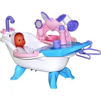 Polesie Puppen-Badespaß: 33 cm Puppe, Badewanne, Kleiderbügel und Extras, Artikel 47243