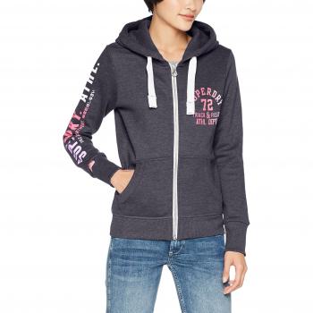 Superdry Kapuzenpullover Damen Track & Field, Grau (Miami Charcoal Marl NW4), S