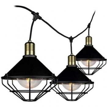 V-TAC CATENARIA 3M CON 6 LUMINARIE NERE OPACHE E27 IP65