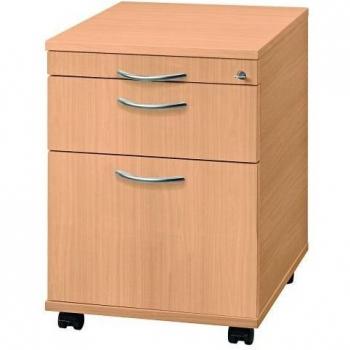 SoldanOffice Rollcontainer, 1 Materiallade, 1 Schublade, 1 Hängeregistraturauszug, mit Schloss, Buche Dekor