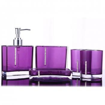 Accesorio para Botellas Jabón y Cepillo en Baño de Acrílico Sostenible, Cuadrado, Juego de 5