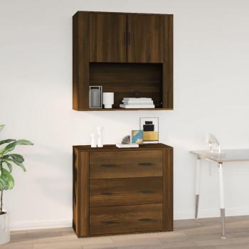 Brown Oak Wall Cabinet 80x33x80 cm vidaXL Engineered Wood