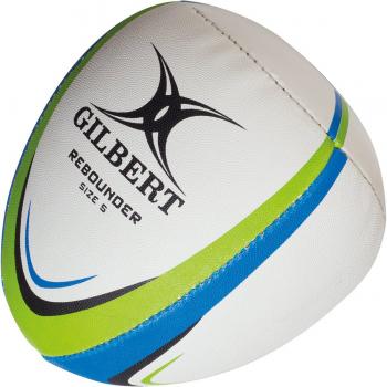 Gilbert Rebounder Half Rugby Ball Trainer – White/Blue/Green, Size 5