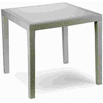 Tavolo da esterno effetto rattan bianco