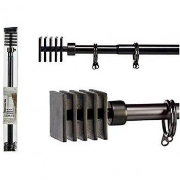 Klassische Vorhangstange in Schwarz (4,5 x 180 x 4,5 cm)