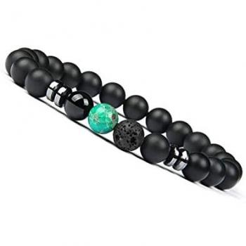 Bracelet-Chakra de Perles d'énergie Onyx Mat 8mm