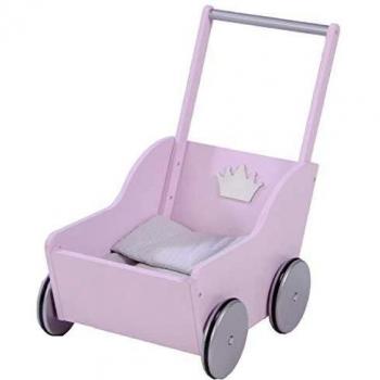 Roba Puppenfahrzeug “Sophie” – rosa silber, textile Ausstattung, beidseitig schwenkbarer Griff