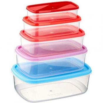 BPA‑Free QUID Rectangular Airtight Storage Set – 5 Pack, Stack & Nest, Colorful