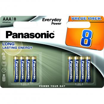Panasonic Silver Everyday AAA Alkaline Batteries Pack 4 + 4 Free