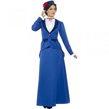 Smiffys Nanny Mary – Viktorianisches Kindermädchen Kostüm mit Jacke, Rock & Hut (Regenschirm optional)