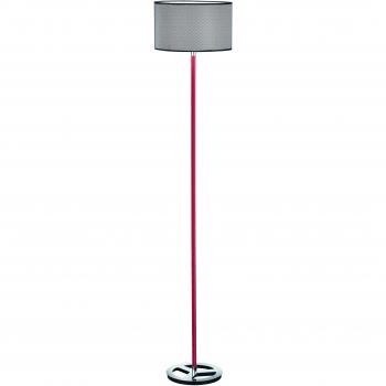 Trio Leuchten – Stratos Stehlampe, chromfarben, mit schwarz-rotem Stoffschirm (403400106)