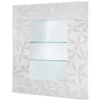 Vetrina Design Moderno Industriale 2 Ante Bianco 121 x 166 x 42 cm