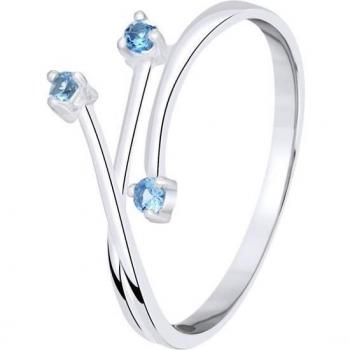Tri‑Sérénité – bague avec trois zircons turquoise bleus, finition or blanc