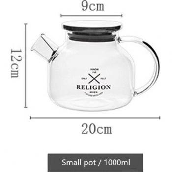 Heat Resistant Floral Glass Teapot 1L/1.8L with Stainless Steel Cover