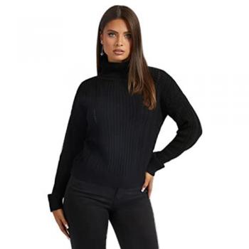 Guess Strickjacke Deborah für Damen, Schwarz, Lange Ärmel, Hoher Hals