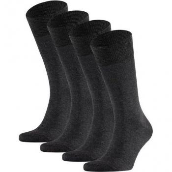 FALKE Herren Socken, 4er Pack Happy, Kurzsocken, Grau, 37-42