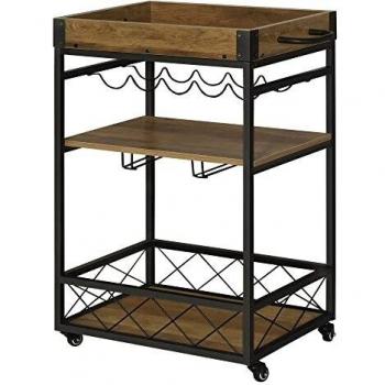 Carrito de Cocina Multiusos HOMCOM 3 Estantes y Barra 77x44,5x91 cm