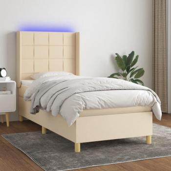 Boxspringbett mit Matratze LED Creme 90x200 cm