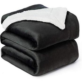 Coperta Pile Sherpa Grande Nera 240x220 cm
