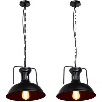 Classic Black Metal Pendant Lighting – 330mm Dual Ceiling Fixtures