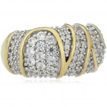 ESPRIT Damenring aus 925‑Sterling‑Silber mit Zirkonia, Gold‑weißer Glanz (ELRG92513A190)