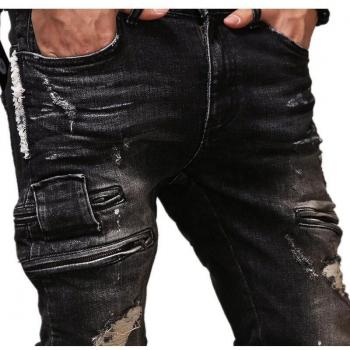 Pantalones Rectos Negros de Talla Grande para Motociclistas
