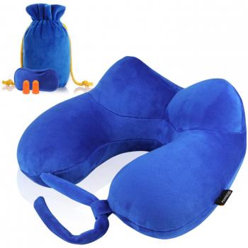 Almohada Inflable para Cuello MORECOO, Kit de Viaje Ligero y Portátil