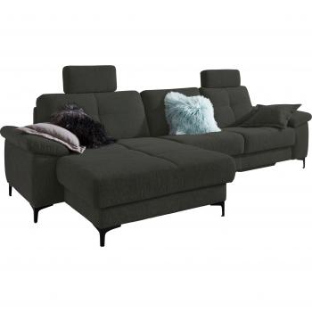 3C Burnaby L-Form Sofa, 2 Kopfstützen, Chenille-Optik