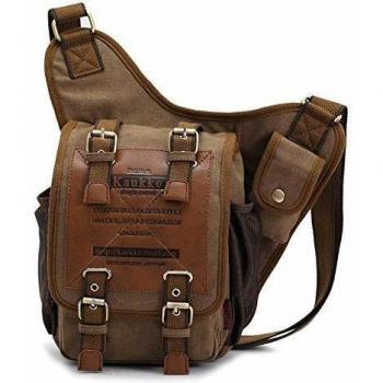 Sac d'école KAUKKO Classique Rétro Modèle Militaire en Toile (Khaki03)