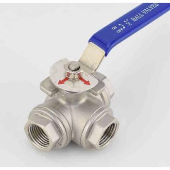 3-Way L-Type Ball Valve 304 Stainless Steel BSP Female Thread