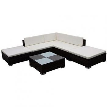 VidaXL Set Divani da Giardino 6 pz con Cuscini in Polyrattan Marrone