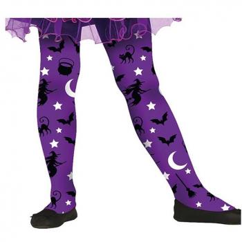 Collants opaques violet sorcière enfant – Marque : Guirca – Modèle : 17150 – Halloween – Fille