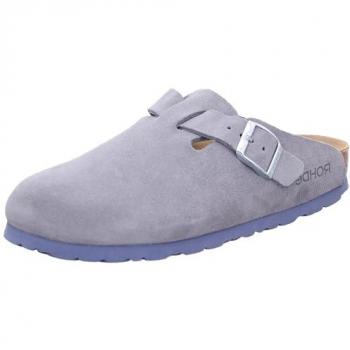 Rohde Damen Leder Clogs Pantoletten robust klassisch Schnalle Grau 42 EU
