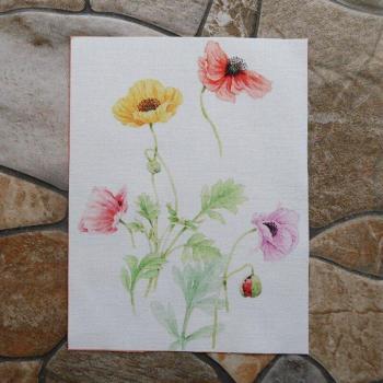 Baumwolltuch mit Aquarellblumen 15x20cm