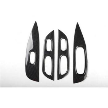 Nissan Qashqai Power Window Sequins Cover Mahogany Carbon Fiber Trim (4 Pieces)