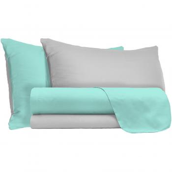 Completo letto verde acqua/grigio chiaro