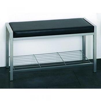 Banc moderne en acier Alu-Noir, L80 x P32 x H48 cm