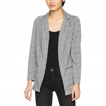 New Look Women's Check Jersey Jacquard Blazer Suit Jacket, Grey Pattern, Size 12
