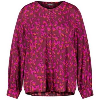SAMOON Damen Langarmbluse mit Allover-Print in Pink, Größe 54/XXL