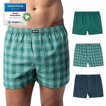 Snocks American Boxershorts Herren Weit 3 Paar Mix (Schwarz Unifarben) Größe 2XL (XXL)