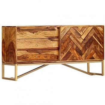 Commode de Rangement en Bois Massif 3 Tiroirs 1 Porte 118 x 30 x 60 cm