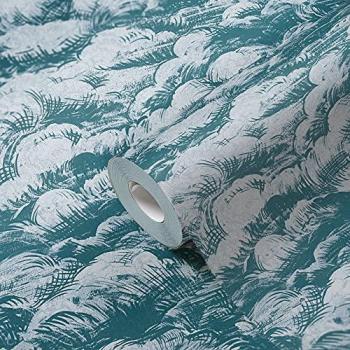 Papier peint mural Nuages sans PVC Bleu Mat