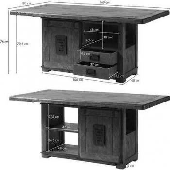 Tavolo da Pranzo in Mango, 160x80x76 cm, Laccato – Massivmoebel24 Railway 113