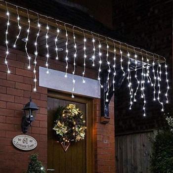 Gresonic Icicle Fairy Lights, 220 LEDs 7.5M Ceiling String Lights with 8 Modes Timer Plug in 44 Drops for Bedroom Patio Yard Wedding Party Decoration