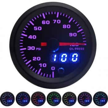 2 52mm 7 Colors LED Dual Display Boost/Temperature/Oil Pressure Gauge